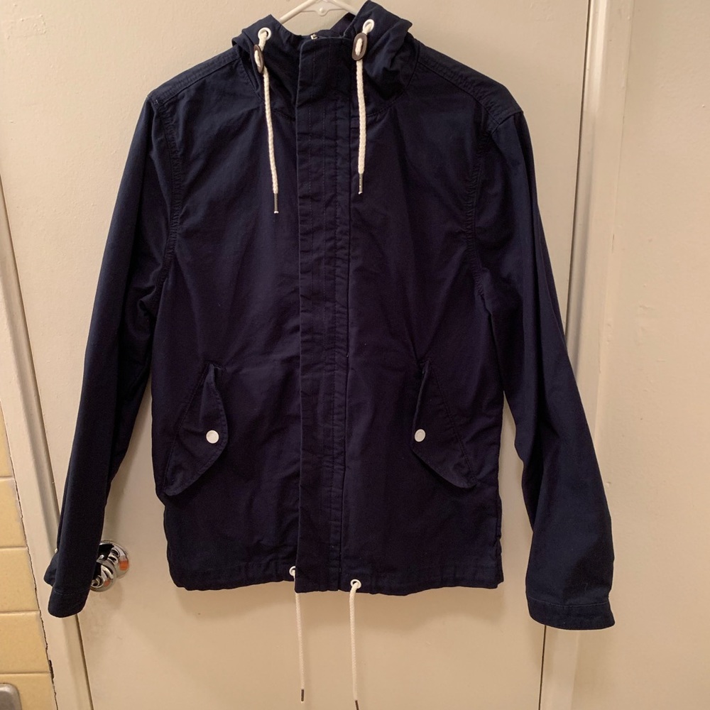 NWOT H&M fishtail parka, navy, size S